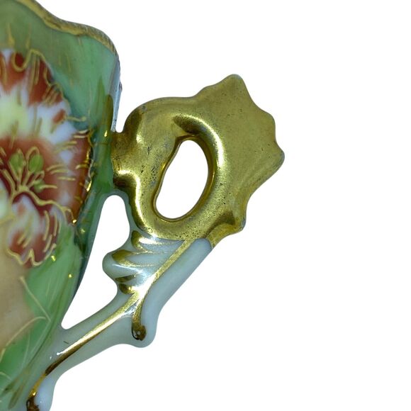 Vtg Chubu China Tea Cup Occupied Japan Gold Trim Footed Rose Floral Demitasse - Picture 7 of 7